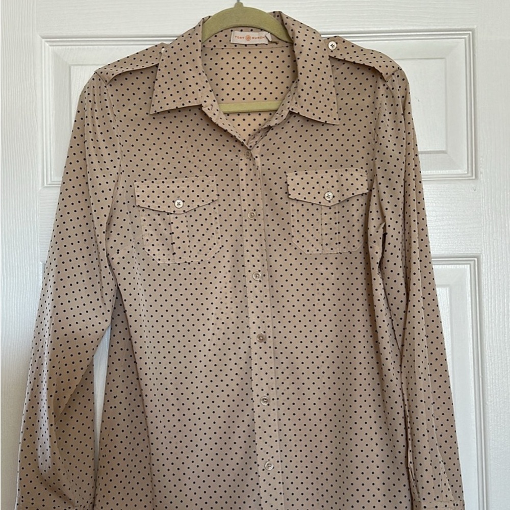 Tory Burch Blush Pink Polka Dot Blouse